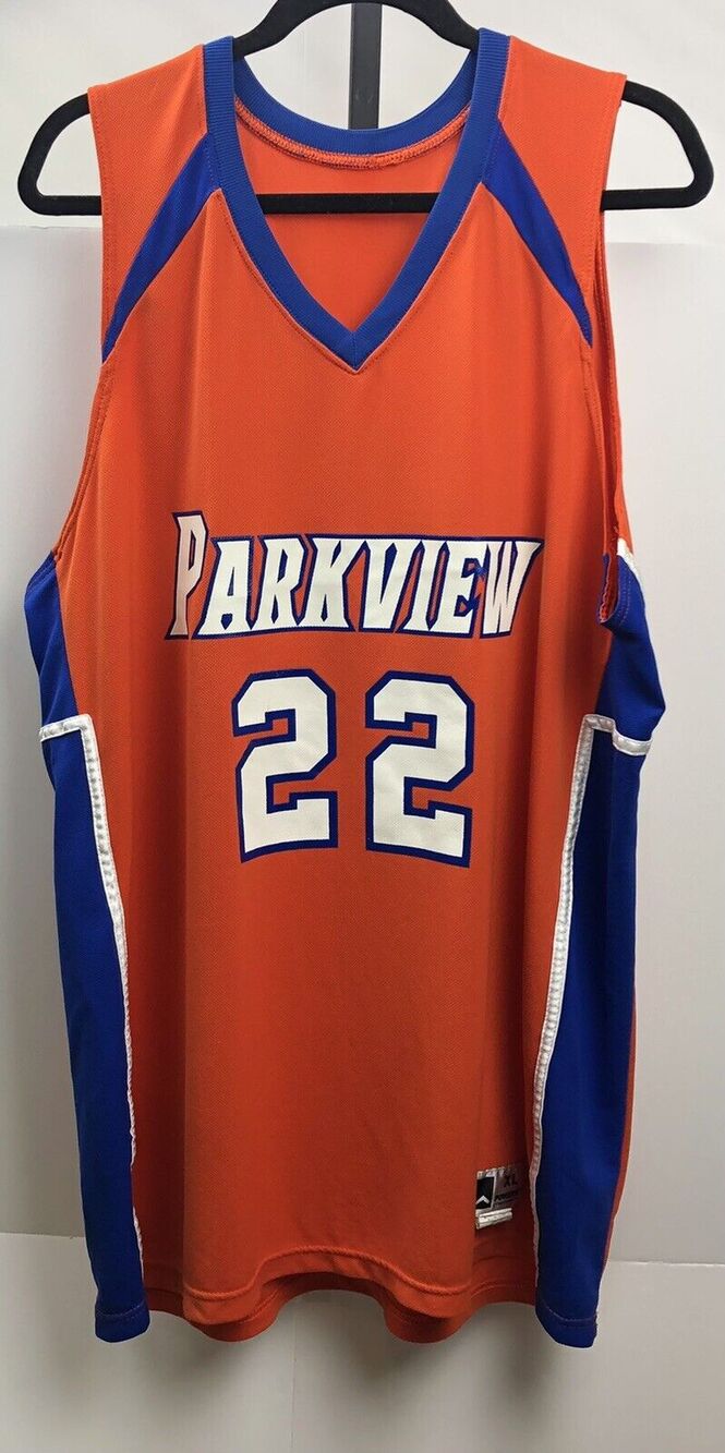 Powers Jersey Men XL Blue Orange Sleeveless Parkview 22 Activewear Sports
